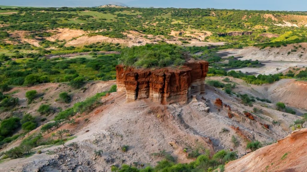 A scenic view of olduvai gorge in Arusha in the Serengeti