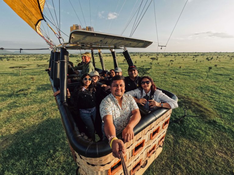 Selfie pendant un vol en montgolfière