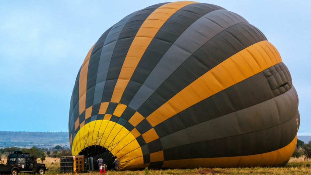 Hot air Balloon inflation at the Tarangire launch site